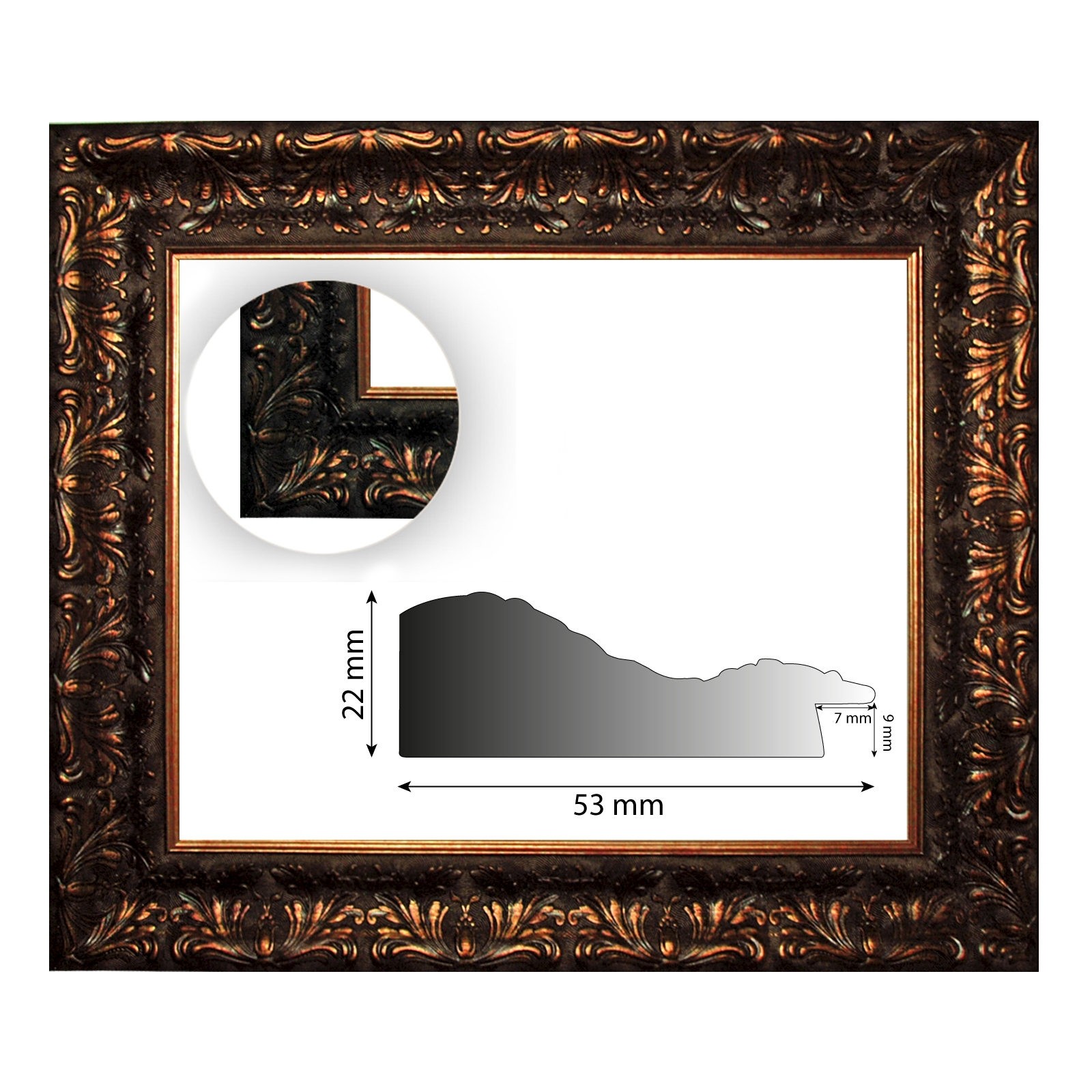 Barockrahmenantik altgold verziert 843 ARO 