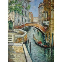 Pintura al óleo sobre bastidor 75x100 cm Venecia, pintada a mano genuina y