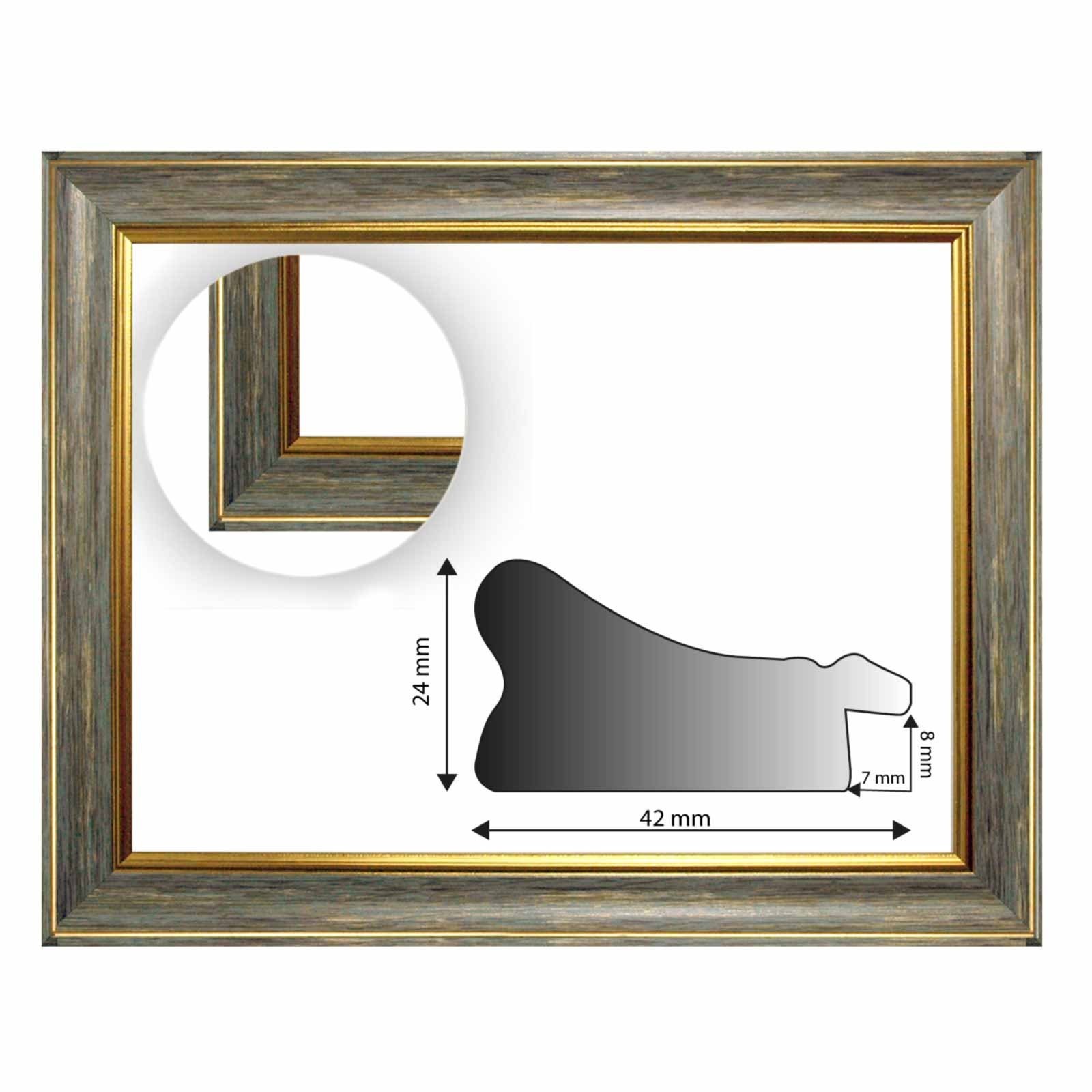 Barockrahmen grau mit Goldkannte 247 GRI