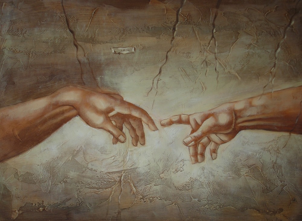 Ölgemälde auf Keilrahmen 50x70 cm Hände, echt handgemalt