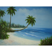 Ölgemälde auf Keilrahmen 50x70 cm Palmen am Meer