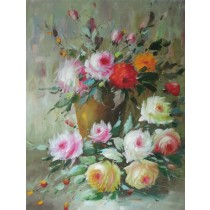 pittura ad olio su barre barella 50x60 cm vaso della Rosa, dipinto a mano