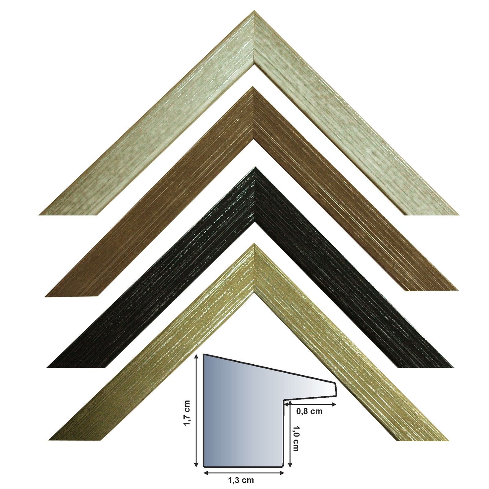  Picture frame series 2443 in black, marrone, gray and white, 20 mm high and 30 mm wide