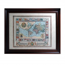 Framed painting "Old Latin World Map"