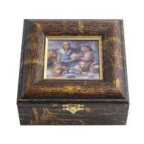 "Picnic" decoration box, 6.29 x 5.90 inch, gold patterned