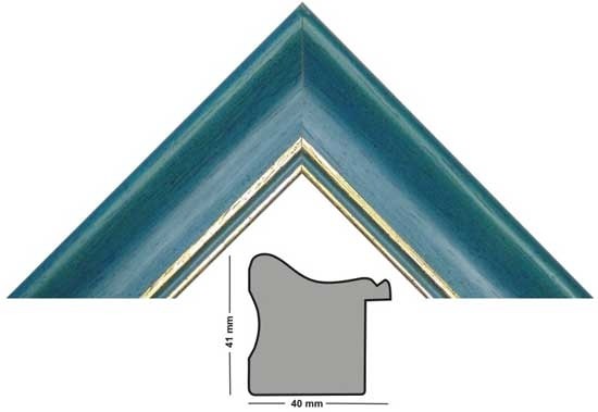 Bilderleiste 645 BLU blau mit 2 Goldstrichen