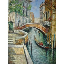 Peinture à l'huile sur civière 75x100 cm barres Venise, authentique et peint à la main